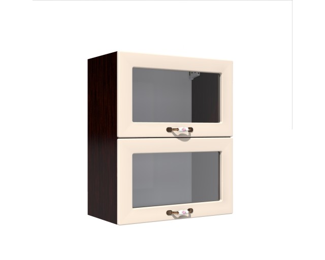 Corp superior vitrina 60 cu 2 usi orizontale Zebra MDF vanilie simplu